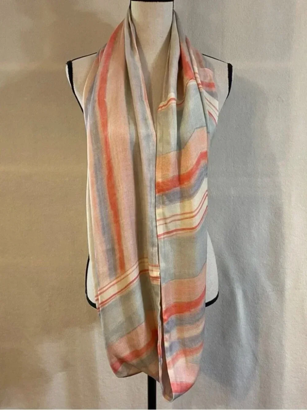 NWT Blank London Anthropologie pink striped Dawn to Dusk infinity scarf